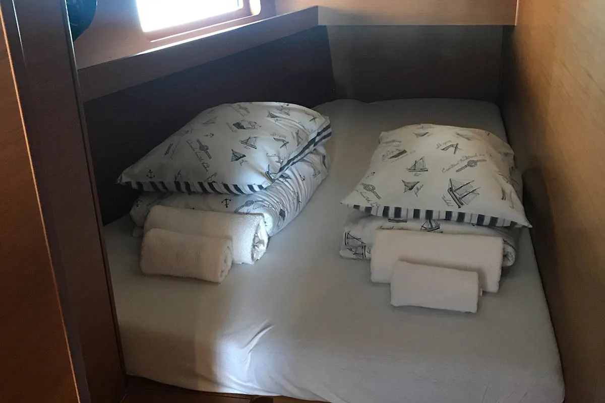 Cabin on Asti, a Jeanneau Sun Loft 47 sailboat at Seget Donji, Croatia