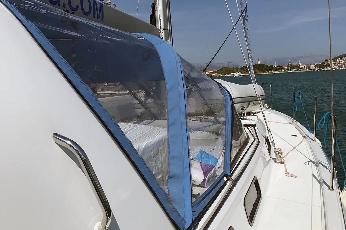 Exterior view of Asti, a Jeanneau Sun Loft 47 sailboat at Seget Donji, Croatia