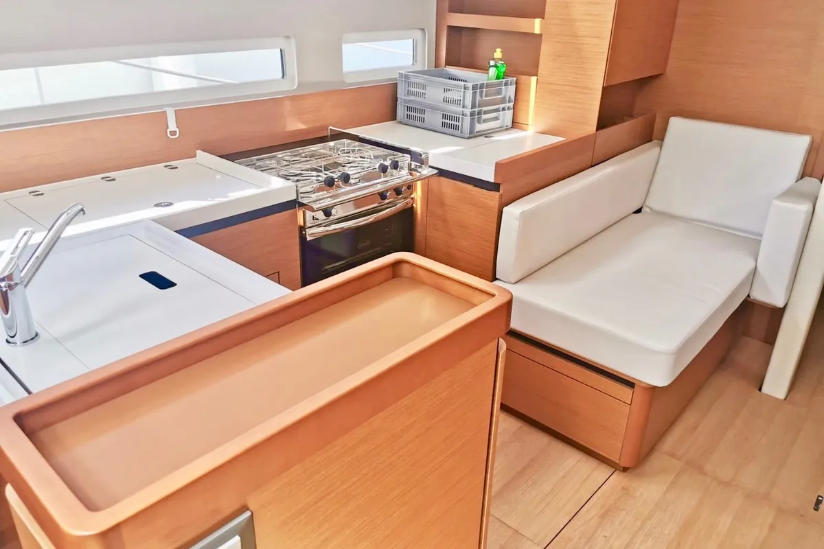 Galley of HAWKING, a Jeanneau Sun Odyssey 410 sailboat at Šibenik, Croatia