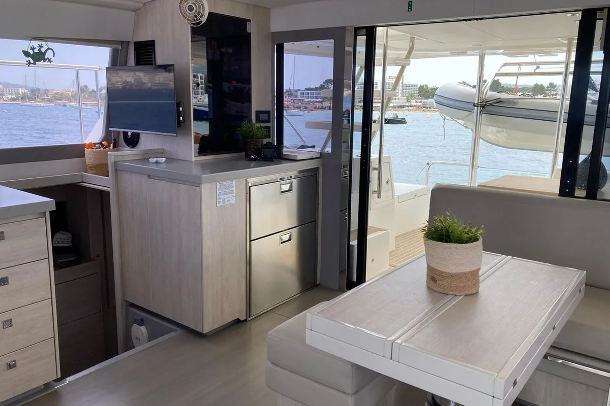 Galley of LEOPARD 43 PAULINE POWERCAT , a Leopard 43 PC catamaran at Sant Antoni de Portmany, Spain