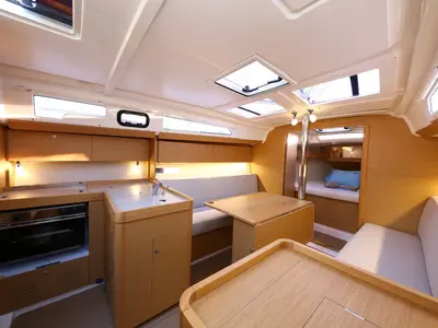 Galley of Coconut Kiss, a Dufour 360 GL sailboat at Marmaris, Turkey