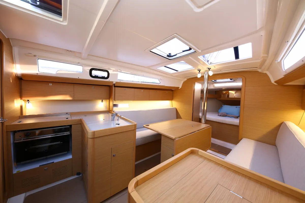 Galley of Coconut Kiss, a Dufour 360 GL sailboat at Marmaris, Turkey