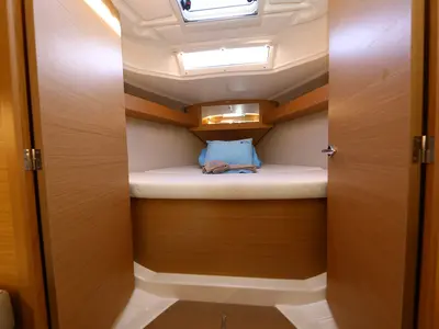 Cabin on Coconut Kiss, a Dufour 360 GL sailboat at Marmaris, Turkey