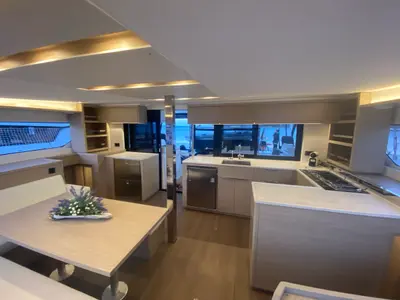 Galley of Arcturus, a Lagoon 46 catamaran at Olbia, Italy