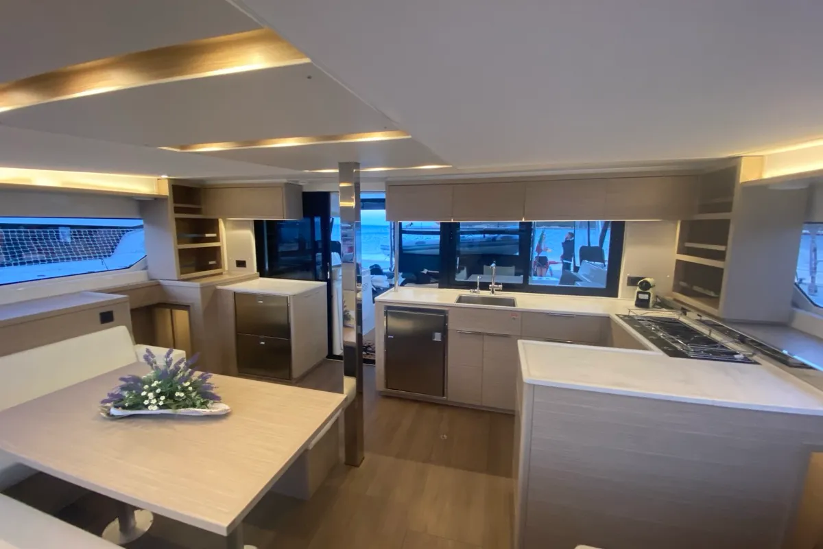 Galley of Arcturus, a Lagoon 46 catamaran at Olbia, Italy