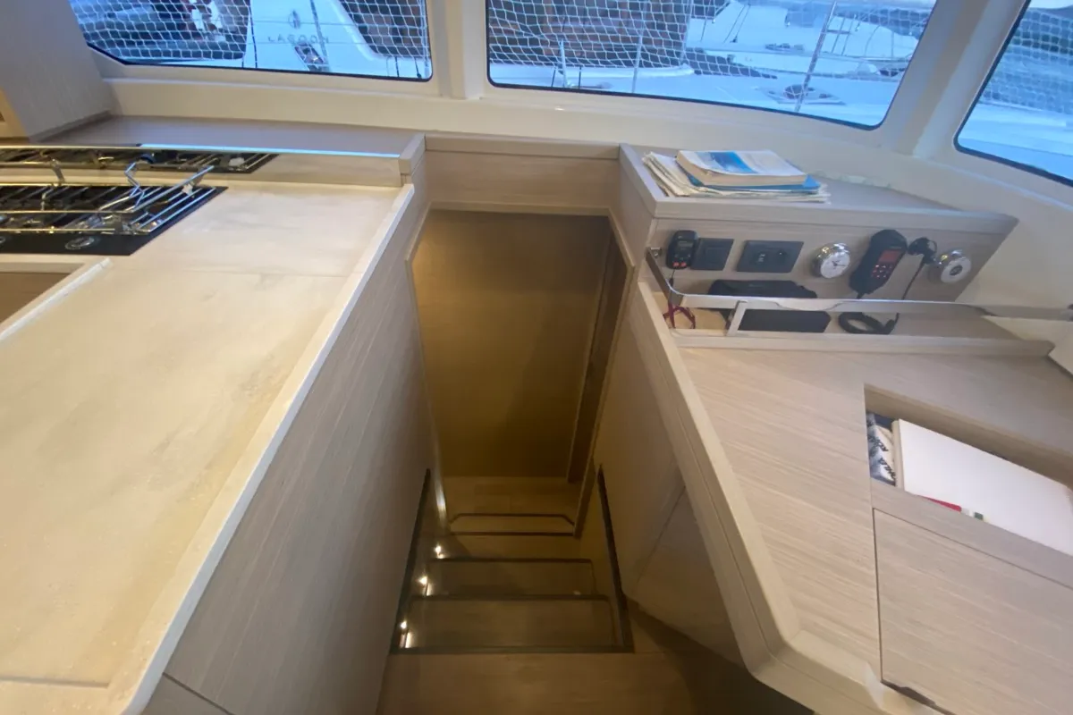 Galley of Arcturus, a Lagoon 46 catamaran at Olbia, Italy