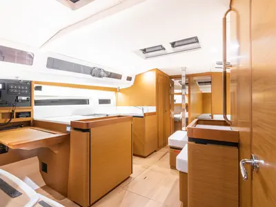 Galley of Soulmates, a Jeanneau Sun Odyssey 440 sailboat at Athens, Greece