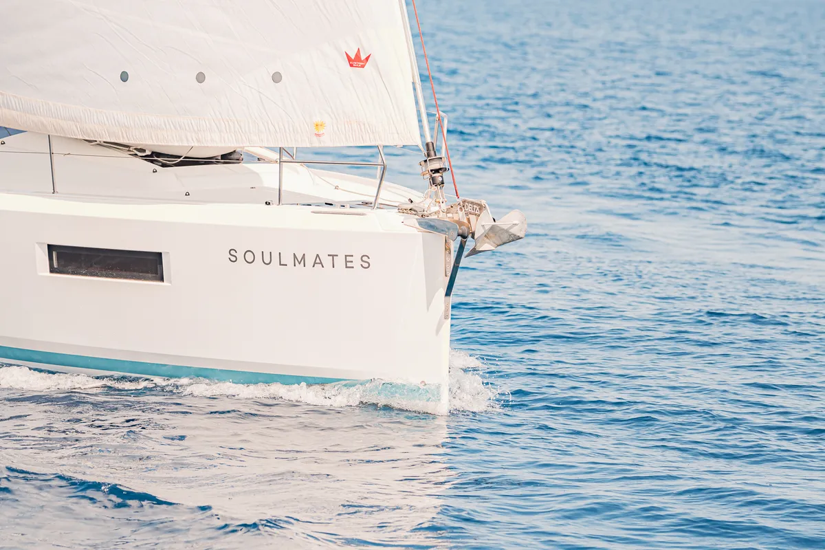 Exterior view of Soulmates, a Jeanneau Sun Odyssey 440 sailboat at Athens, Greece