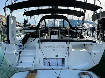 Deck of Why Not 20, a Dufour 41 sailboat at Municipal Unit of Lefkada, Greece