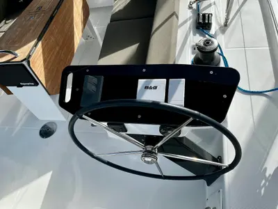 Cockpit of Why Not 20, a Dufour 41 sailboat at Municipal Unit of Lefkada, Greece