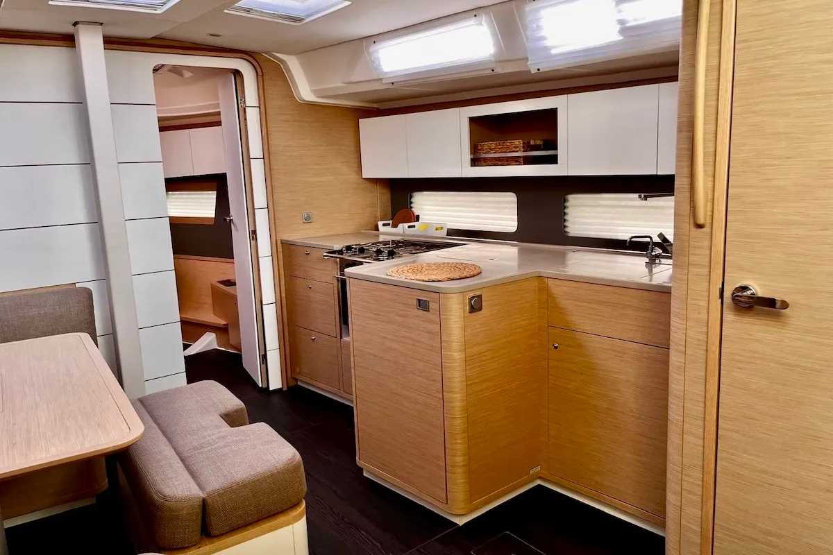 Galley of Why Not 20, a Dufour 41 sailboat at Municipal Unit of Lefkada, Greece