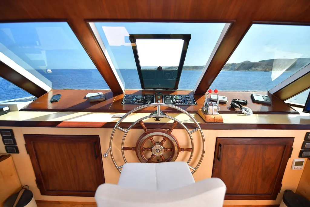 Cockpit of Twin bed cabin lower deck 4, a Gulet Luxury Motor Yacht motorboat at Sharm El Sheikh, Egypt