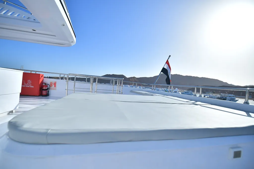 Deck of Twin bed cabin lower deck 4, a Gulet Luxury Motor Yacht motorboat at Sharm El Sheikh, Egypt