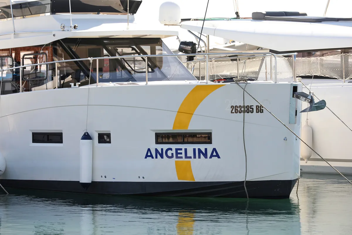 Exterior view of Batu, a Cobra Yachts Futura 40 Grand Horizon motor yacht at Grad Vodice, Croatia