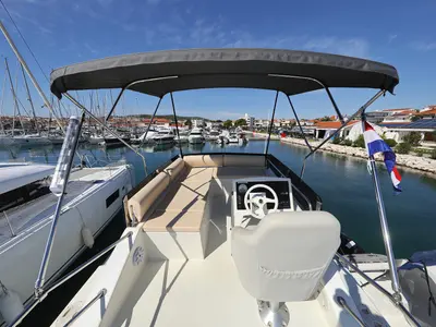 Cockpit of Batu, a Cobra Yachts Futura 40 Grand Horizon motor yacht at Grad Vodice, Croatia