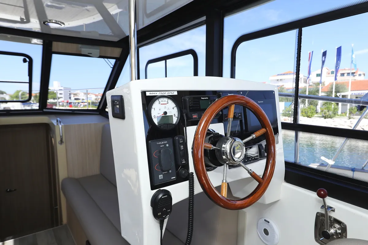 Cockpit of Batu, a Cobra Yachts Futura 40 Grand Horizon motor yacht at Grad Vodice, Croatia