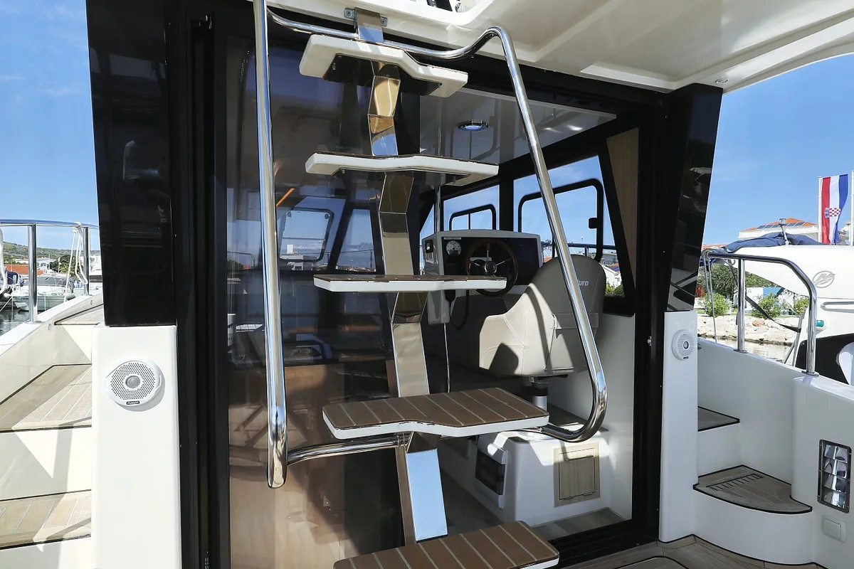 Deck of Batu, a Cobra Yachts Futura 40 Grand Horizon motor yacht at Grad Vodice, Croatia