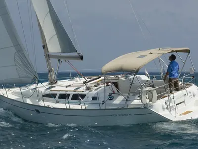 Deck of Panic, a Jeanneau Sun Odyssey 40 sailboat at Athens, Marina Delta Kallithea, Greece