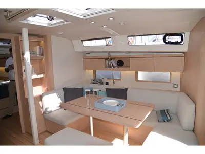 Salon of Kallisti, a Beneteau Oceanis 46.1 sailboat at Athens, Greece
