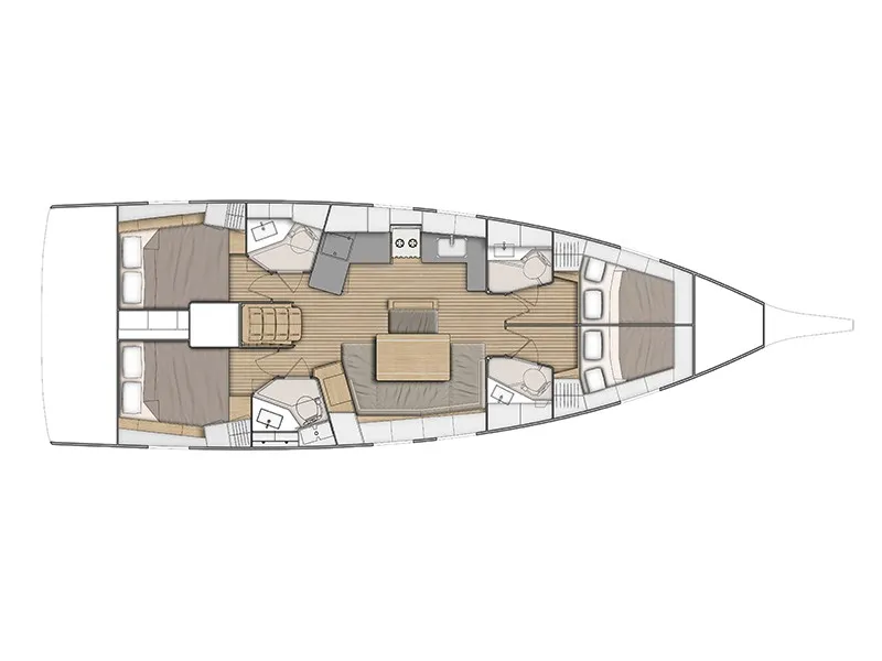 Floor plan of Kallisti, a Beneteau Oceanis 46.1 sailboat at Athens, Greece