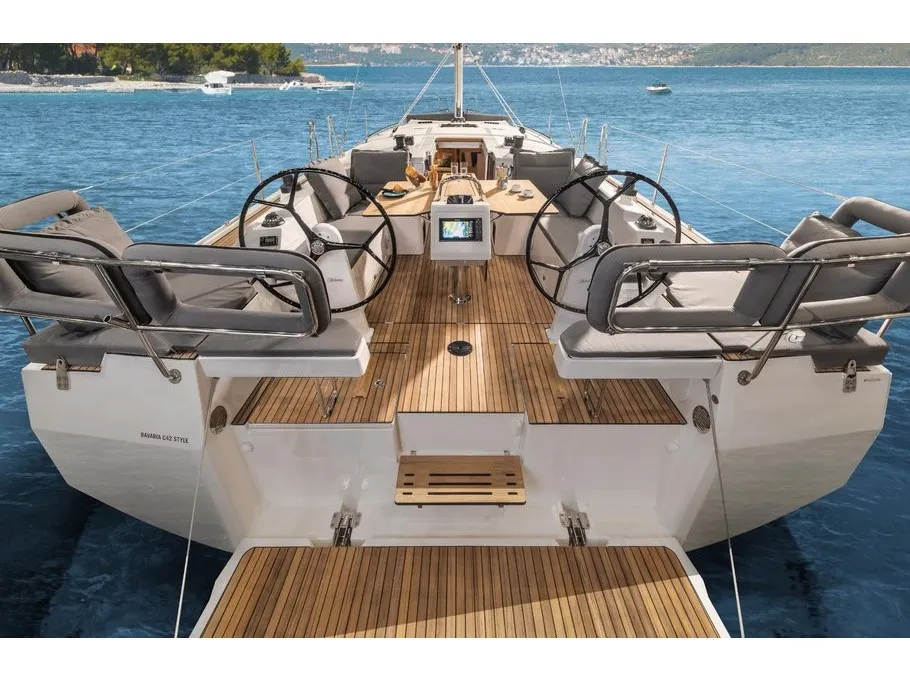 Cockpit of Miber Summerbird, a Bavaria Cruiser 46 sailboat at Fethiye, Turkey