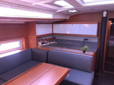Salon of Saro, a Dufour 530 sailboat at Procida, Italy
