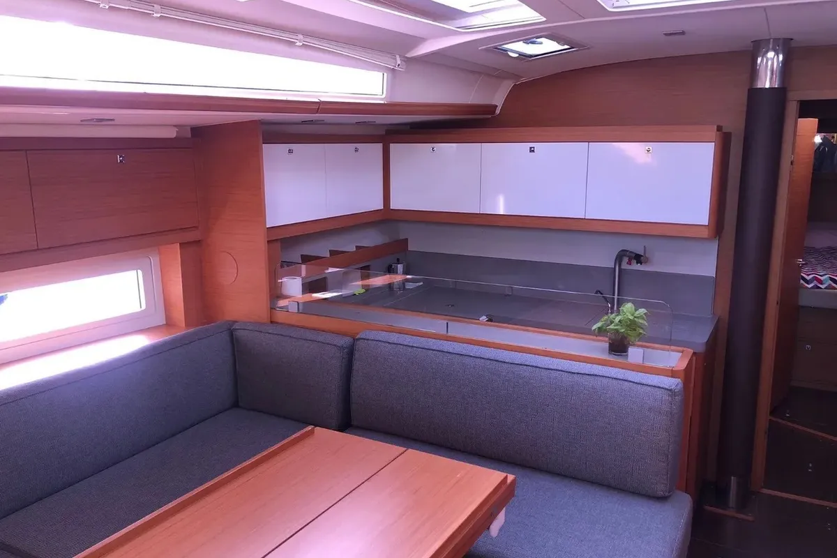 Salon of Saro, a Dufour 530 sailboat at Procida, Italy