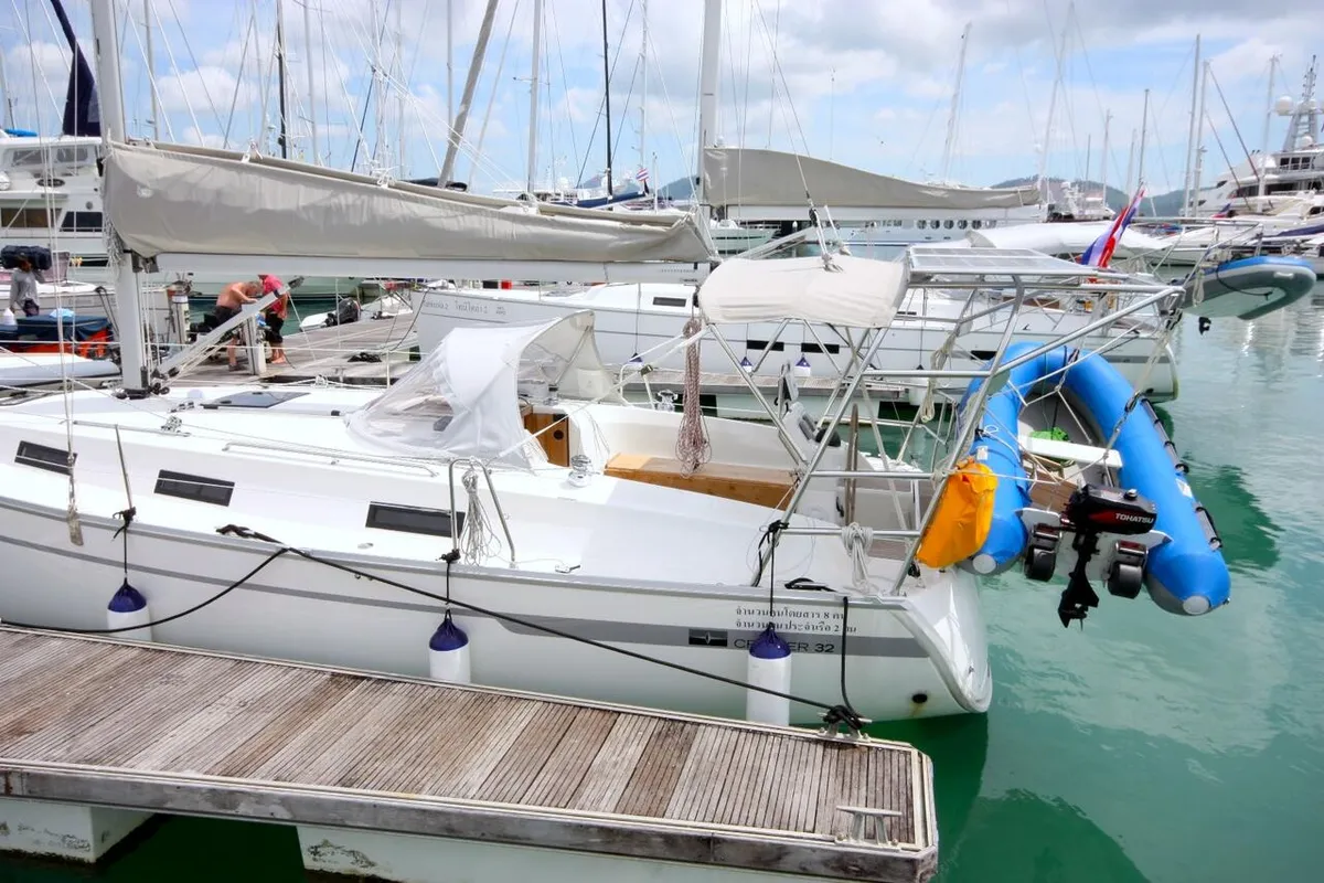 Cockpit of Big Kahuna, a Bavaria Cruiser 32 sailboat at Mai Khao, Thailand