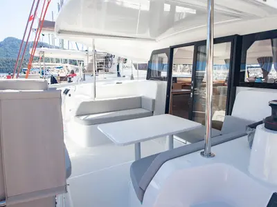 Deck of Teo & Kuzey, a Excess 11 catamaran at Marmaris, Turkey
