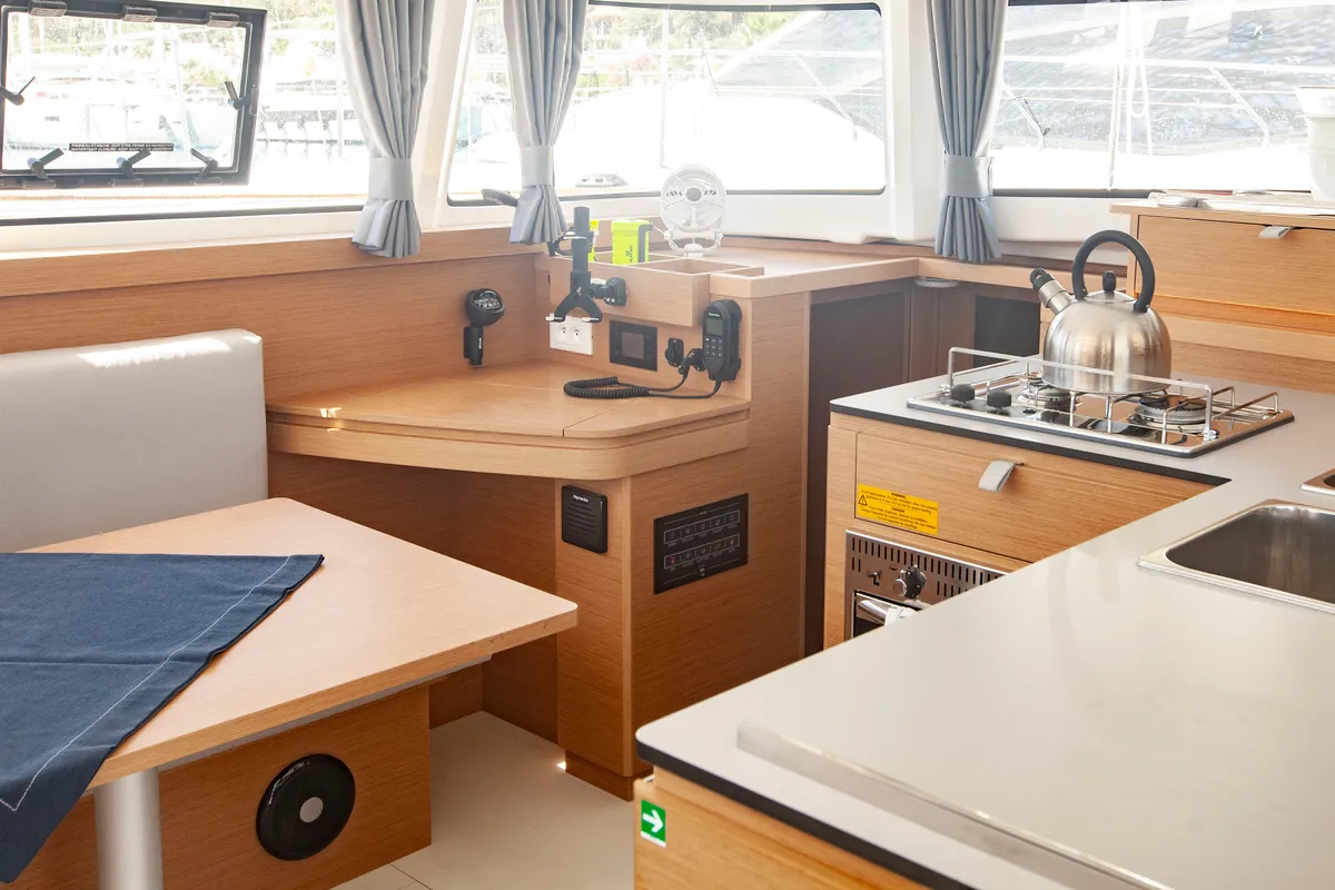 Galley of Teo & Kuzey, a Excess 11 catamaran at Marmaris, Turkey