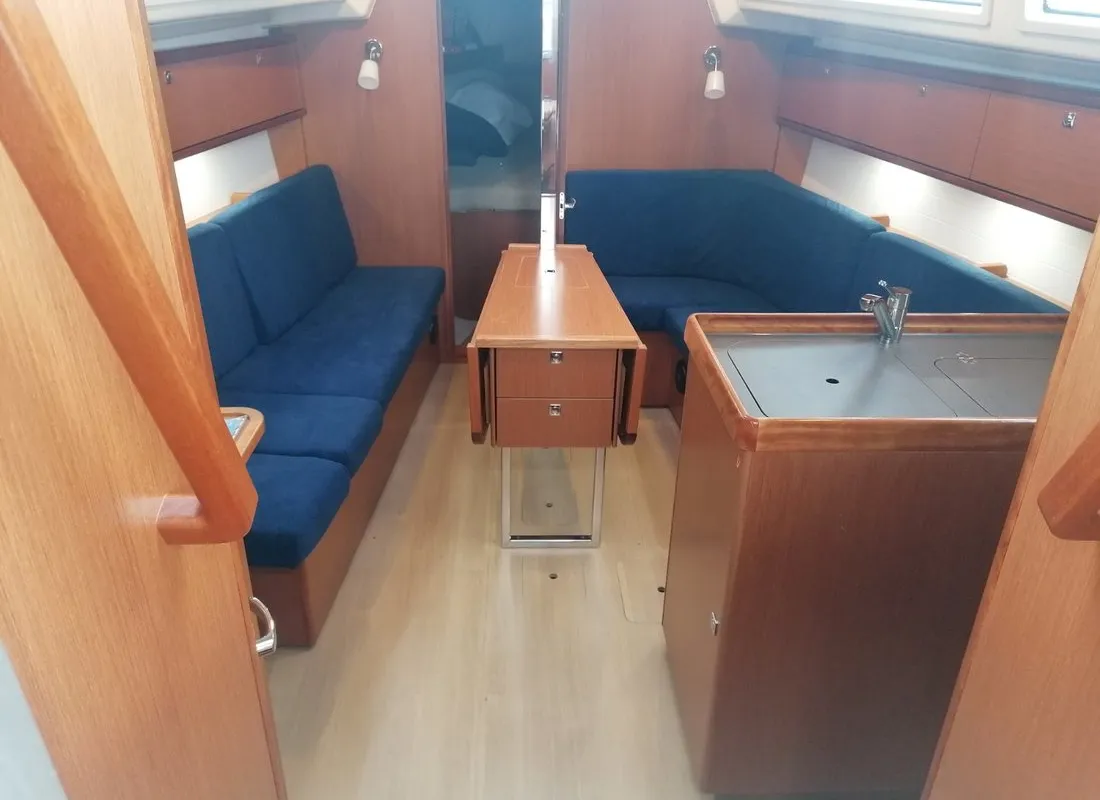 Salon of Maki I, a Bavaria Cruiser 34 sailboat at Grad Pula, Croatia