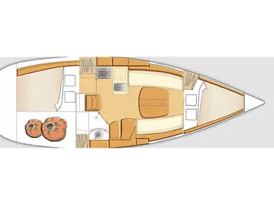 Floor plan of Volumnie, a Beneteau First 31.7 sailboat at Kerners, France