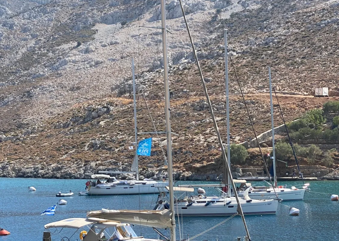 Exterior view of Nikolas-Aegeas, a Dufour 430 sailboat at Kos, Greece
