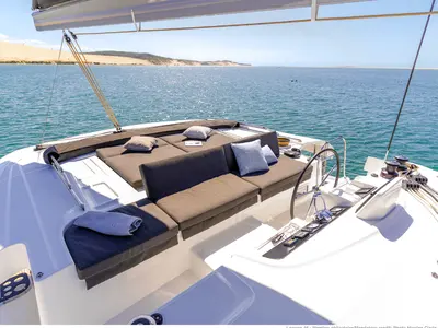 Deck of Dafni, a Lagoon 46 catamaran at Benitses, Greece