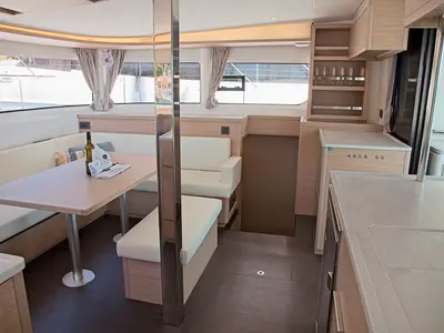 Salon of Dafni, a Lagoon 46 catamaran at Benitses, Greece