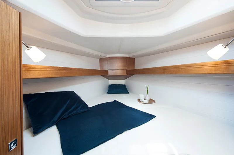 Cabin on Adria Breeze, a Bavaria Cruiser 33 sailboat at Punat, Croatia