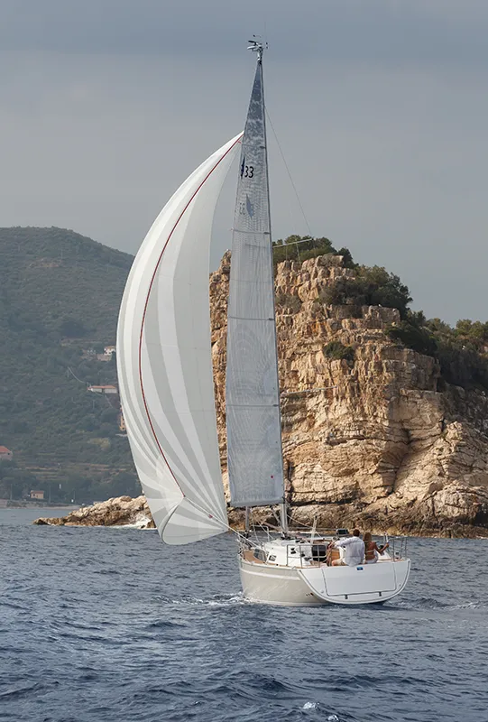 Exterior view of Adria Breeze, a Bavaria Cruiser 33 sailboat at Punat, Croatia