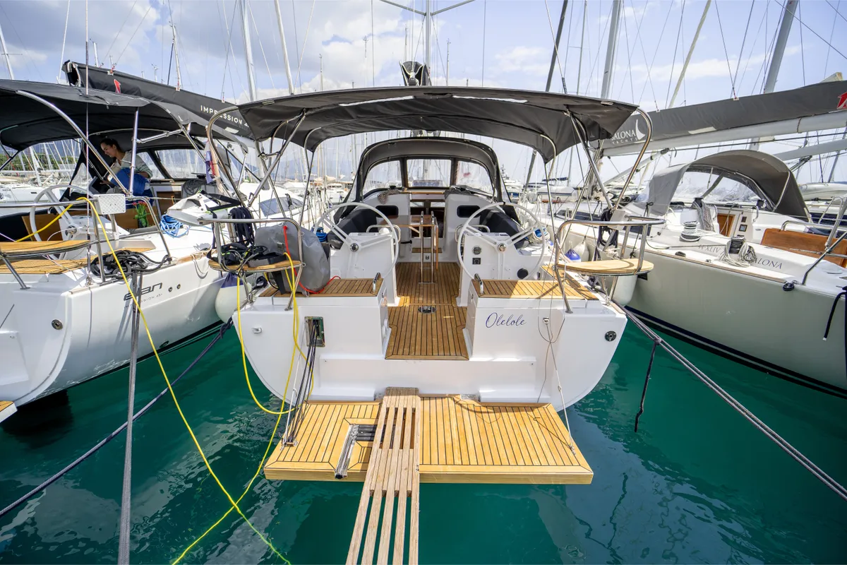 Exterior view of Olelole, a Elan Impression 40.1 sailboat at Grad Pula, Croatia