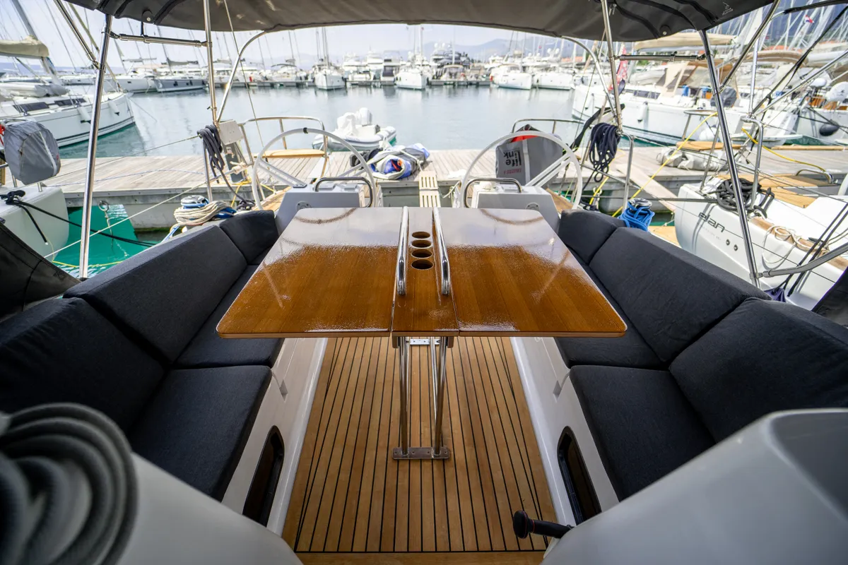 Deck of Olelole, a Elan Impression 40.1 sailboat at Grad Pula, Croatia