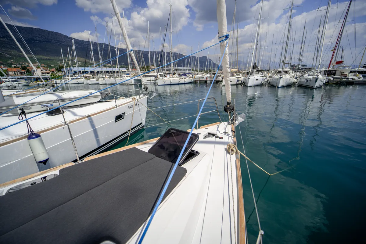 Deck of Olelole, a Elan Impression 40.1 sailboat at Grad Pula, Croatia