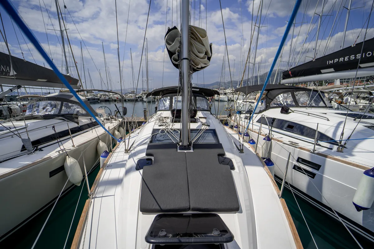 Deck of Olelole, a Elan Impression 40.1 sailboat at Grad Pula, Croatia