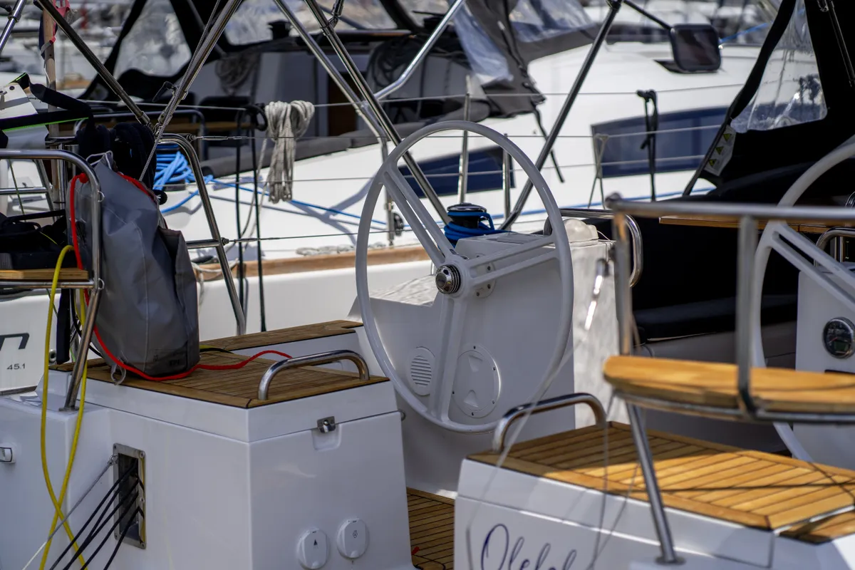 Cockpit of Olelole, a Elan Impression 40.1 sailboat at Grad Pula, Croatia