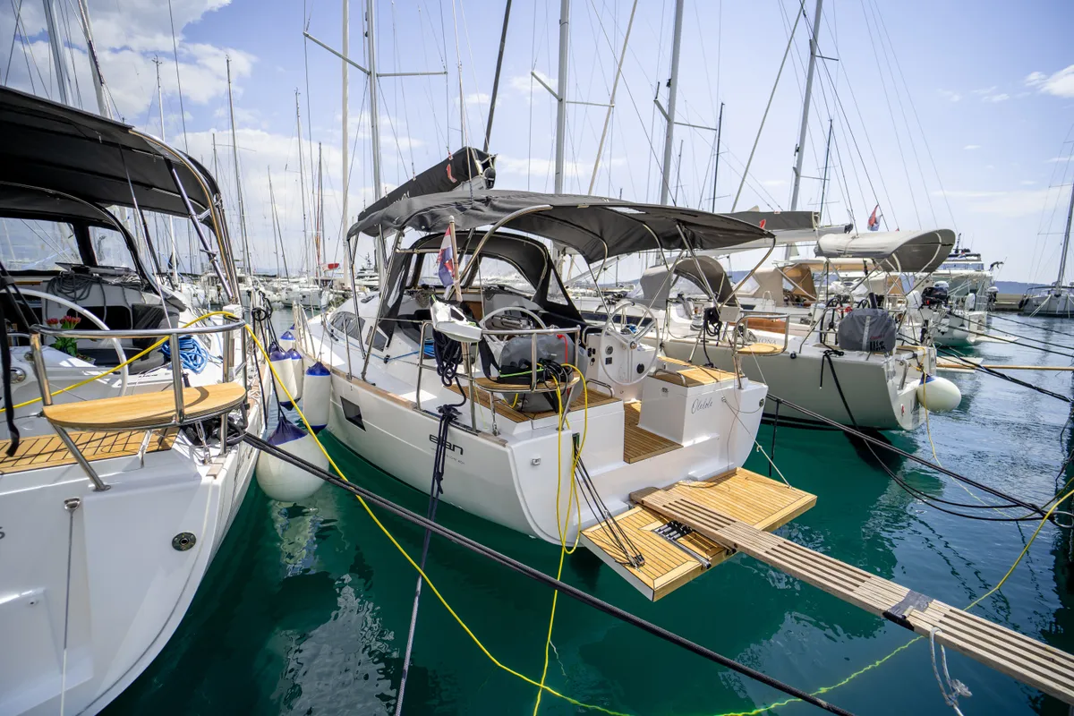 Exterior view of Olelole, a Elan Impression 40.1 sailboat at Grad Pula, Croatia
