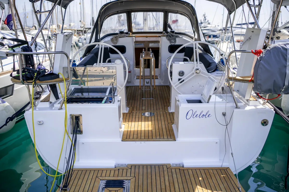 Cockpit of Olelole, a Elan Impression 40.1 sailboat at Grad Pula, Croatia