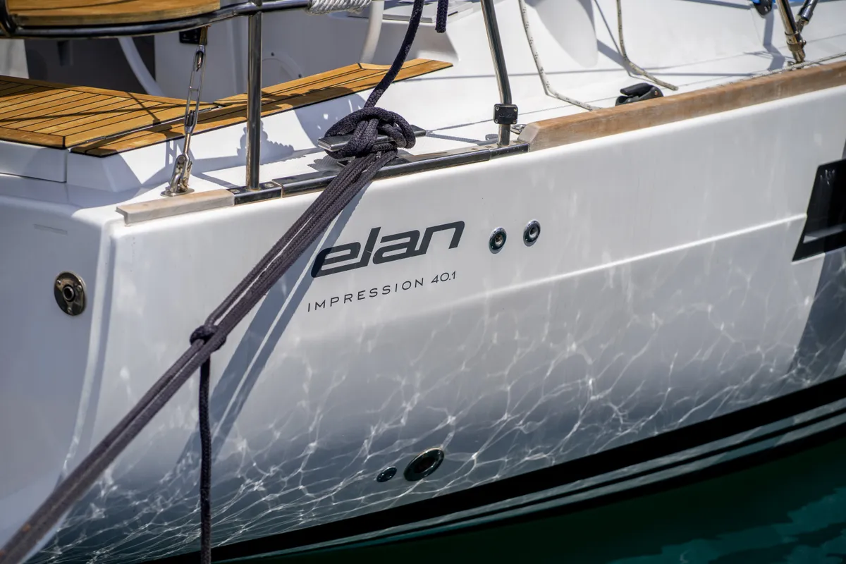 Exterior view of Olelole, a Elan Impression 40.1 sailboat at Grad Pula, Croatia