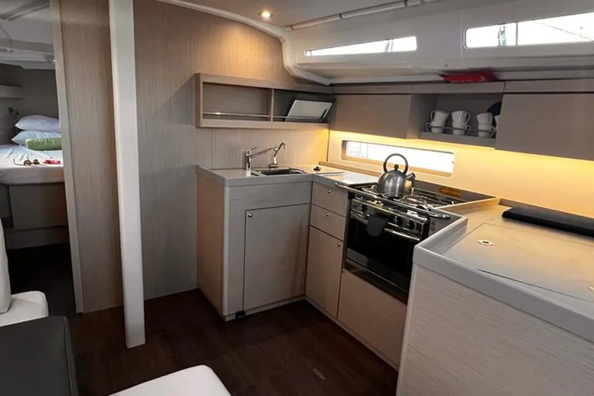 Galley of Fearless D, a Beneteau Oceanis 40.1 sailboat at Athens, Greece