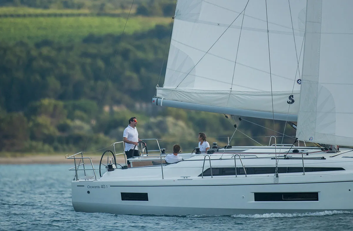 Exterior view of Fearless D, a Beneteau Oceanis 40.1 sailboat at Athens, Greece