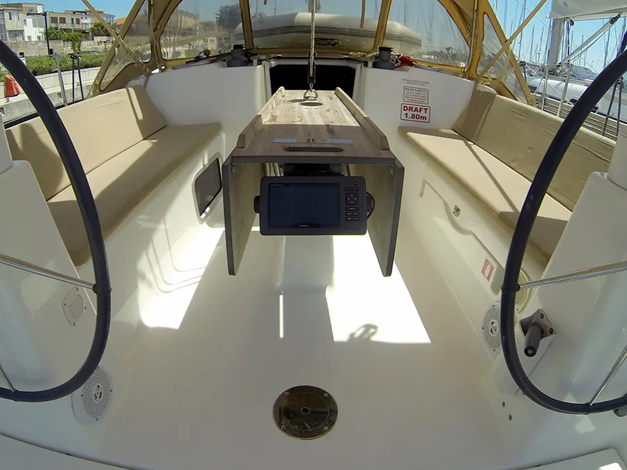 Cockpit of Lara, a Dufour 335 GL sailboat at Grad Šibenik, Croatia