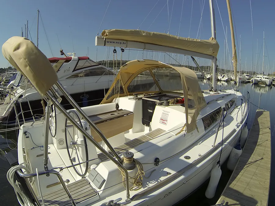 Deck of Lara, a Dufour 335 GL sailboat at Grad Šibenik, Croatia