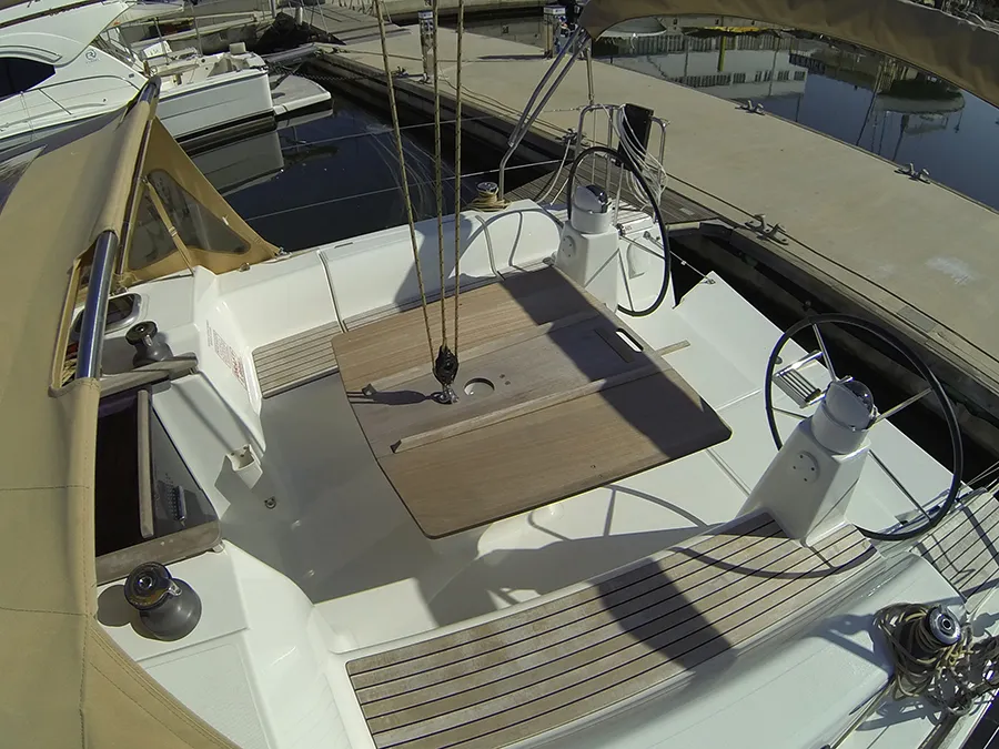 Deck of Lara, a Dufour 335 GL sailboat at Grad Šibenik, Croatia